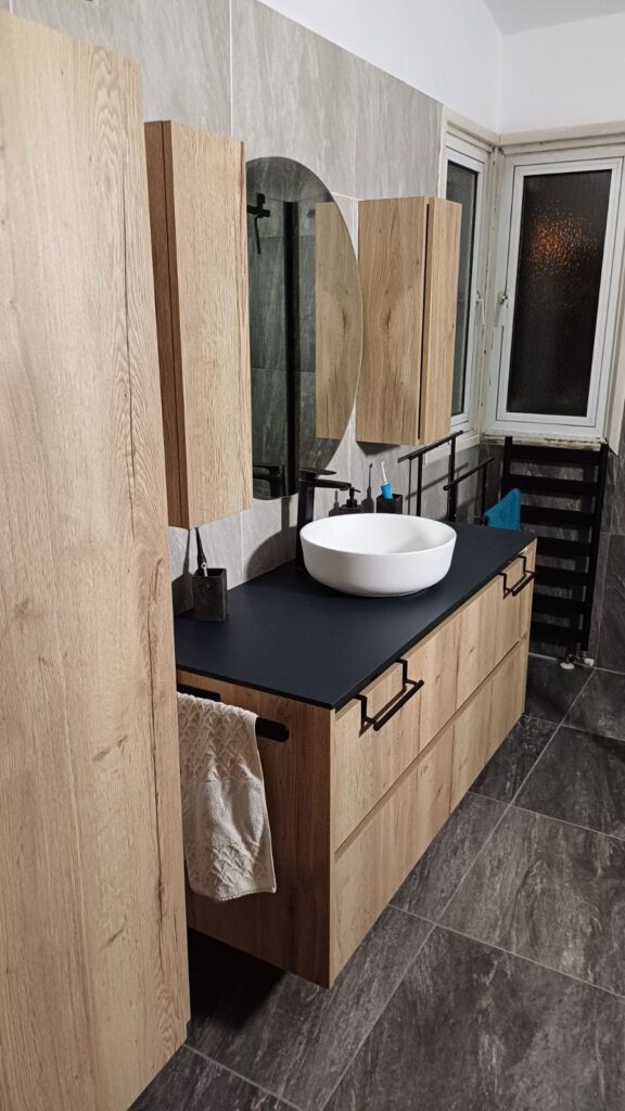 Bathroom vanity with cupboards