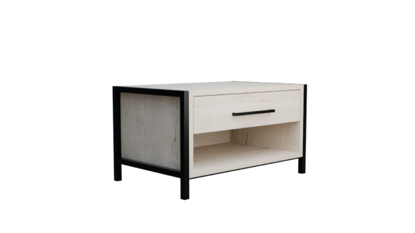 Stylish Melamine and Metal Frame Bedside Table