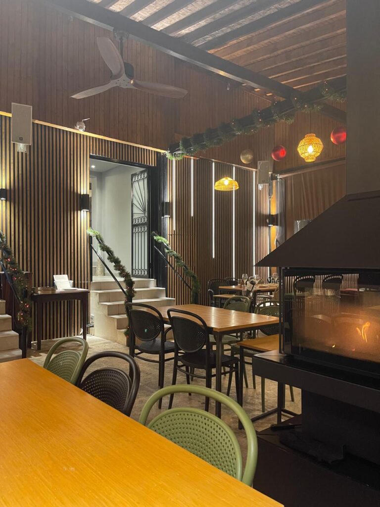 Bespoke restaurant interior with wood and metal features in Nicosia
