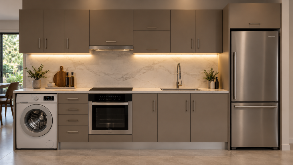 Medium sized linear kitchen